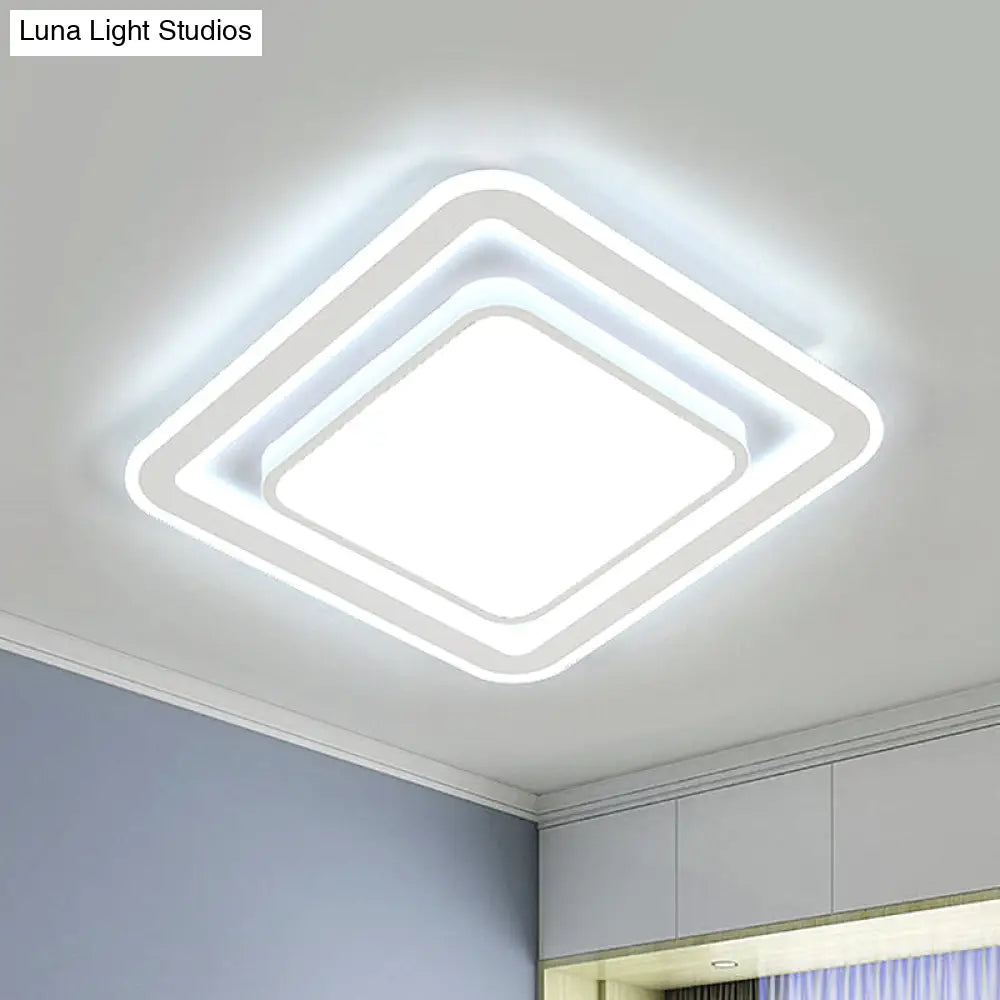 White Led Flush Mount Lamp For Bedroom Acrylic Round/Square Flushmount Fixture