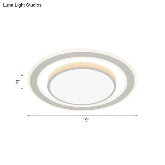 White Led Flush Mount Lamp For Bedroom Acrylic Round/Square Flushmount Fixture