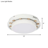 White Led Flush Mount Lamp With Modern Metallic Finish & Wooden Star Deco