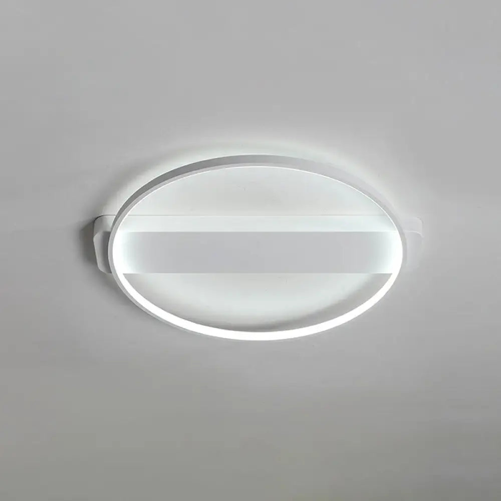 White Led Flush Mount Light: Modern Geometric Fixture For Bedroom Ceiling / 18’ Round