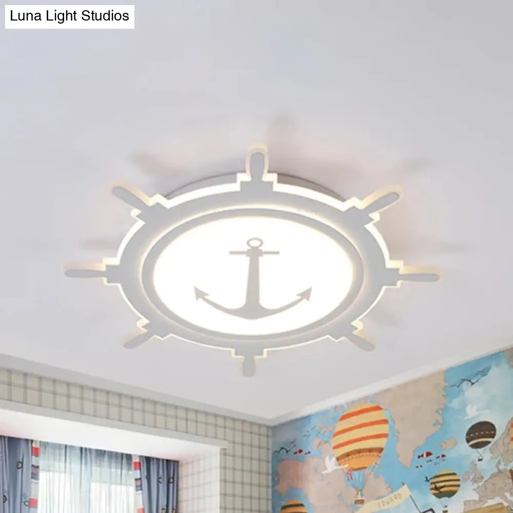 White Led Flush Mount Light With Acrylic Rudder Design For Kindergarten