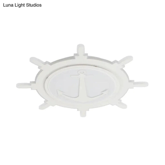 White Led Flush Mount Light With Acrylic Rudder Design For Kindergarten