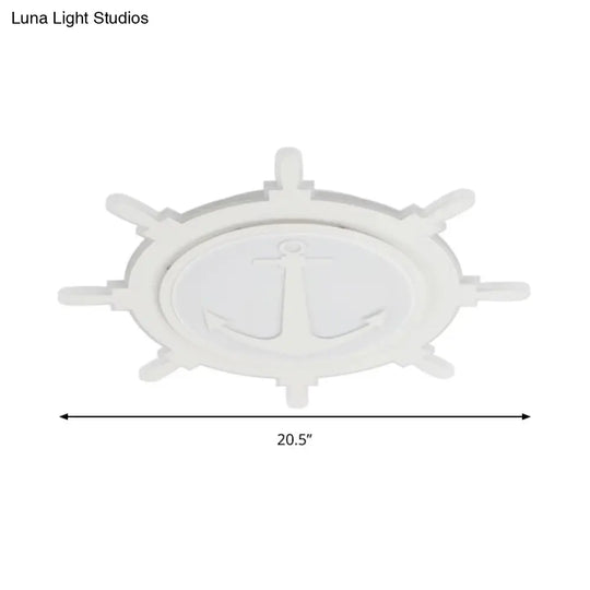 White Led Flush Mount Light With Acrylic Rudder Design For Kindergarten