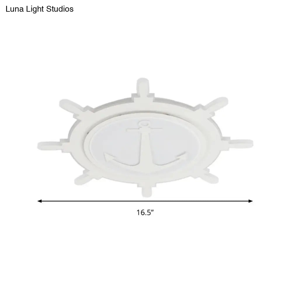 White Led Flush Mount Light With Acrylic Rudder Design For Kindergarten