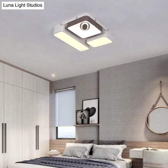 White Led Flush Mount Light With Acrylic Shade - Modern And Stylish Ceiling Lamp For Living Room