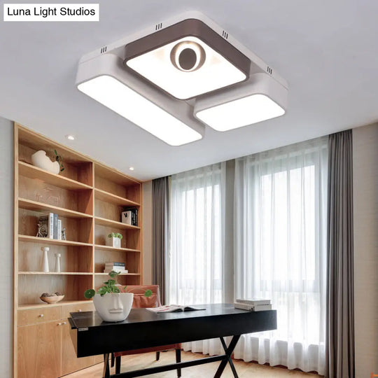 White Led Flush Mount Light With Acrylic Shade - Modern And Stylish Ceiling Lamp For Living Room /