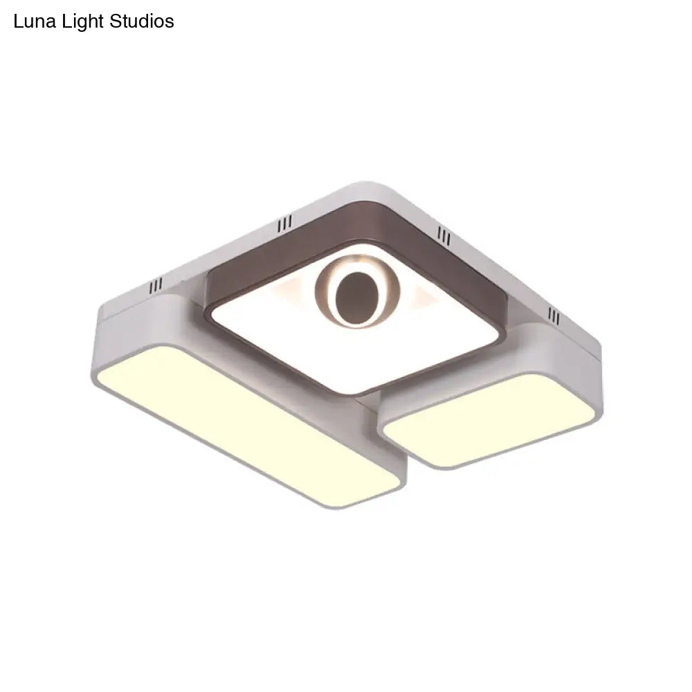 White Led Flush Mount Light With Acrylic Shade - Modern And Stylish Ceiling Lamp For Living Room