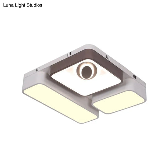 White Led Flush Mount Light With Acrylic Shade - Modern And Stylish Ceiling Lamp For Living Room