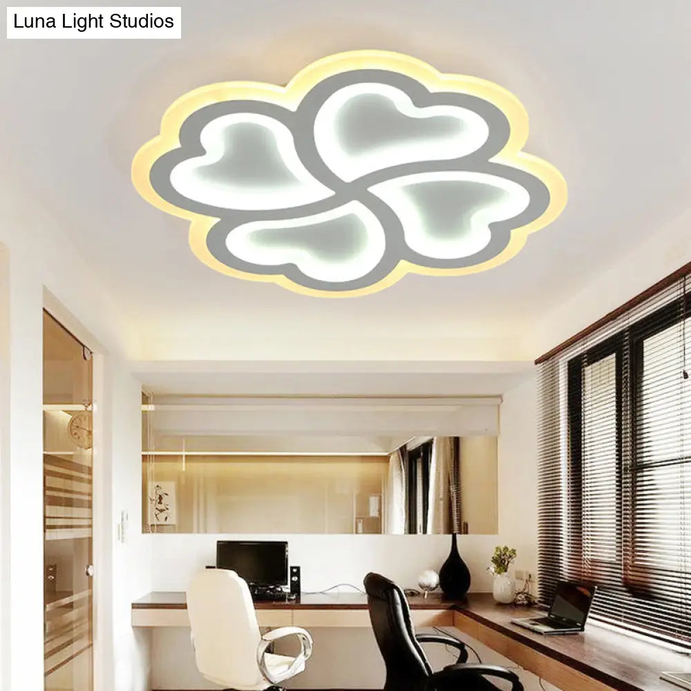 White Led Heart - Shaped Petal Ceiling Light For Kids’ Bedroom
