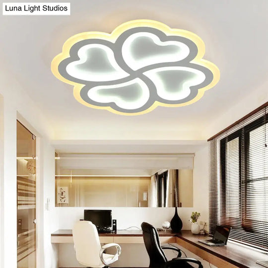 White Led Heart-Shaped Petal Ceiling Light For Kids Bedroom