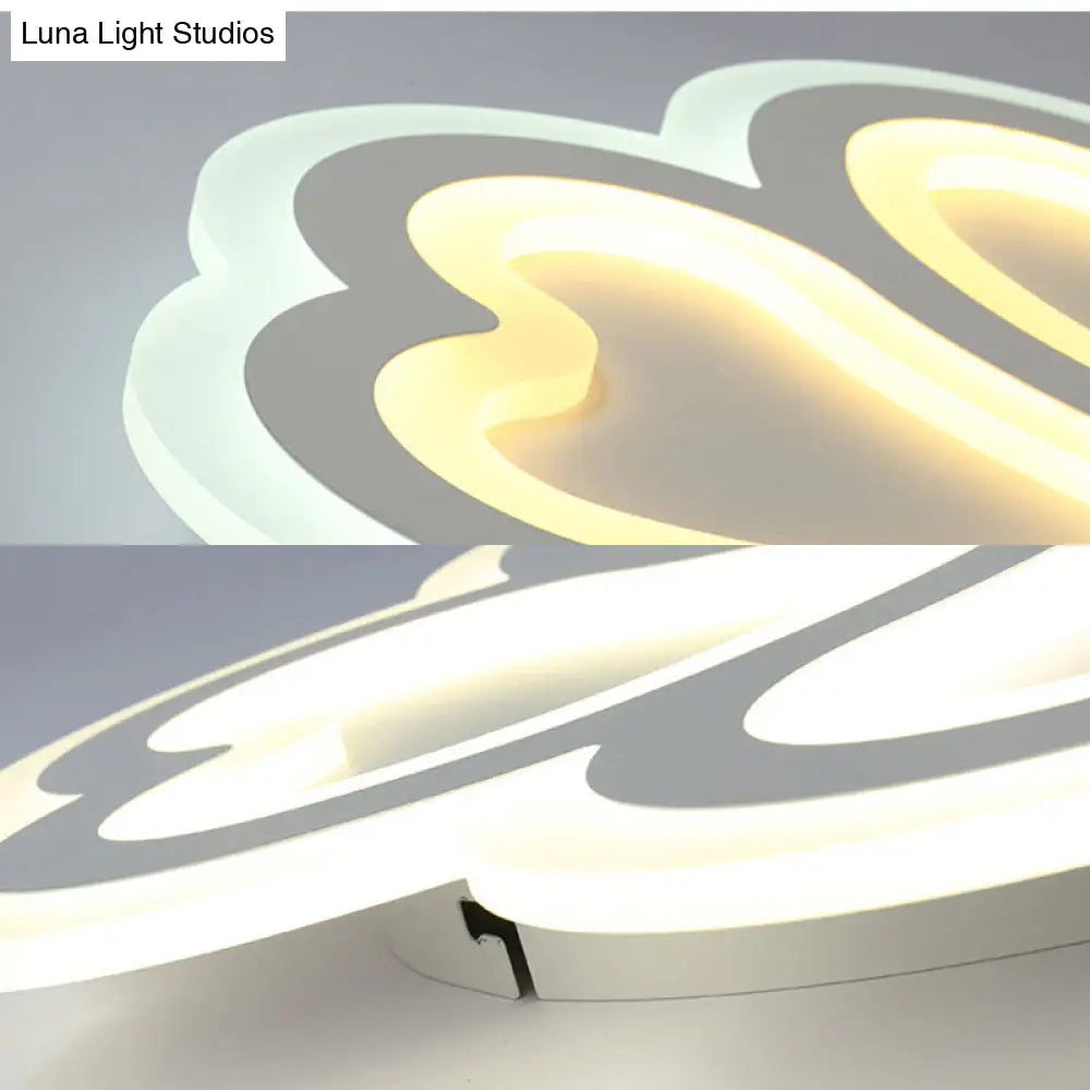 White Led Heart - Shaped Petal Ceiling Light For Kids’ Bedroom