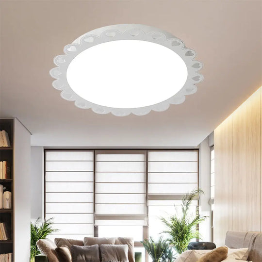 White Led Nordic Flush Mount Ceiling Light For Living Room / 18’