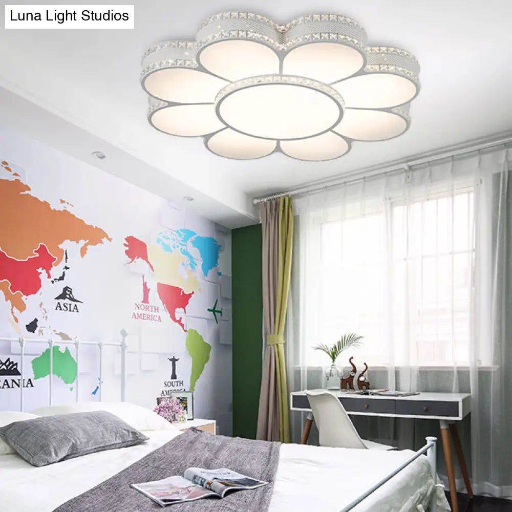 White Led Petal Ceiling Flush Mount Lamp - 19.5’/23.5’/31.5’ Modern Acrylic Warm 3 Color Light