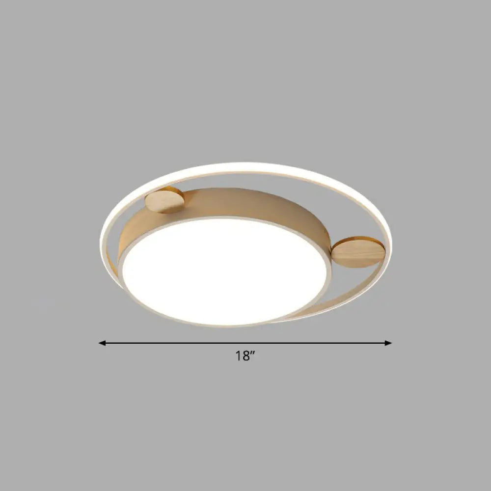 White Led Round Flush Mount Ceiling Light For Minimalist Bedrooms / 18’