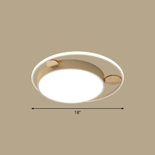 White Led Round Flush Mount Ceiling Light For Minimalist Bedrooms / 18’ Warm