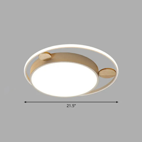 White Led Round Flush Mount Ceiling Light For Minimalist Bedrooms / 21.5’