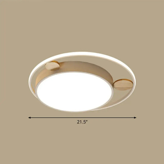 White Led Round Flush Mount Ceiling Light For Minimalist Bedrooms / 21.5’ Warm