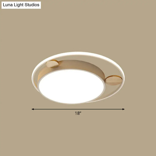 White Led Round Flush Mount Ceiling Light For Minimalist Bedrooms / 18 Warm