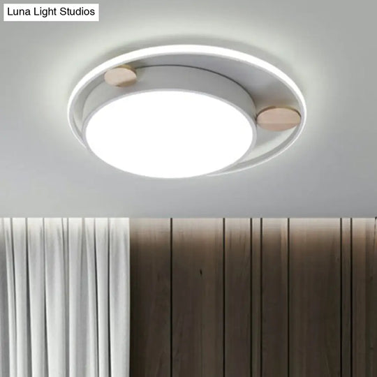 White Led Round Flush Mount Ceiling Light For Minimalist Bedrooms