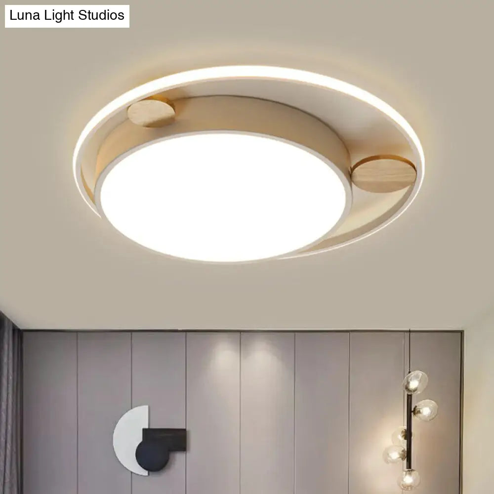 White Led Round Flush Mount Ceiling Light For Minimalist Bedrooms