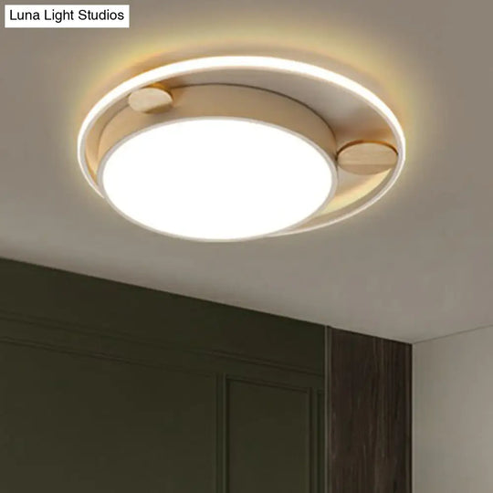 White Led Round Flush Mount Ceiling Light For Minimalist Bedrooms