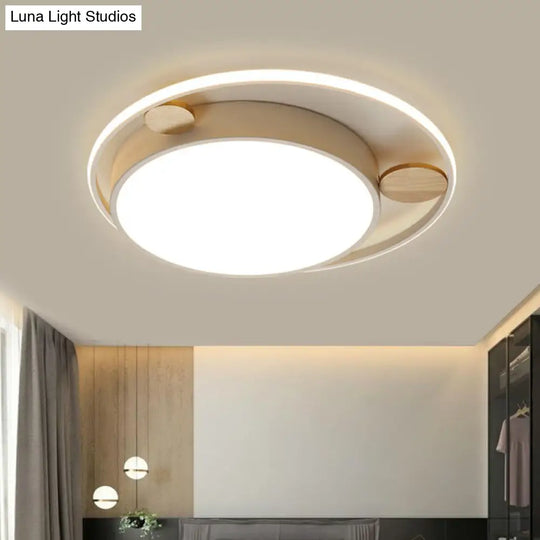 White Led Round Flush Mount Ceiling Light For Minimalist Bedrooms