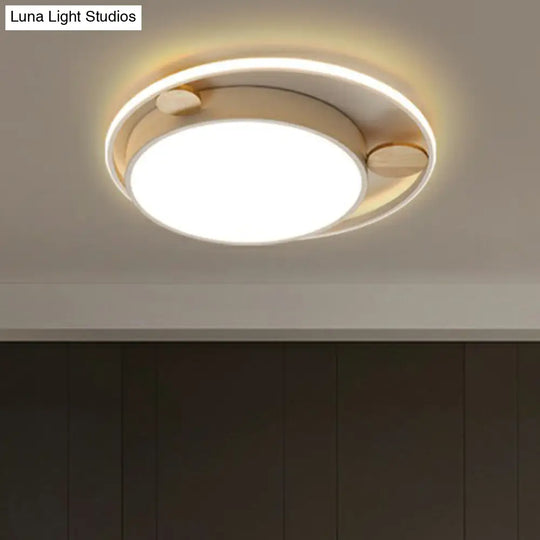 White Led Round Flush Mount Ceiling Light For Minimalist Bedrooms