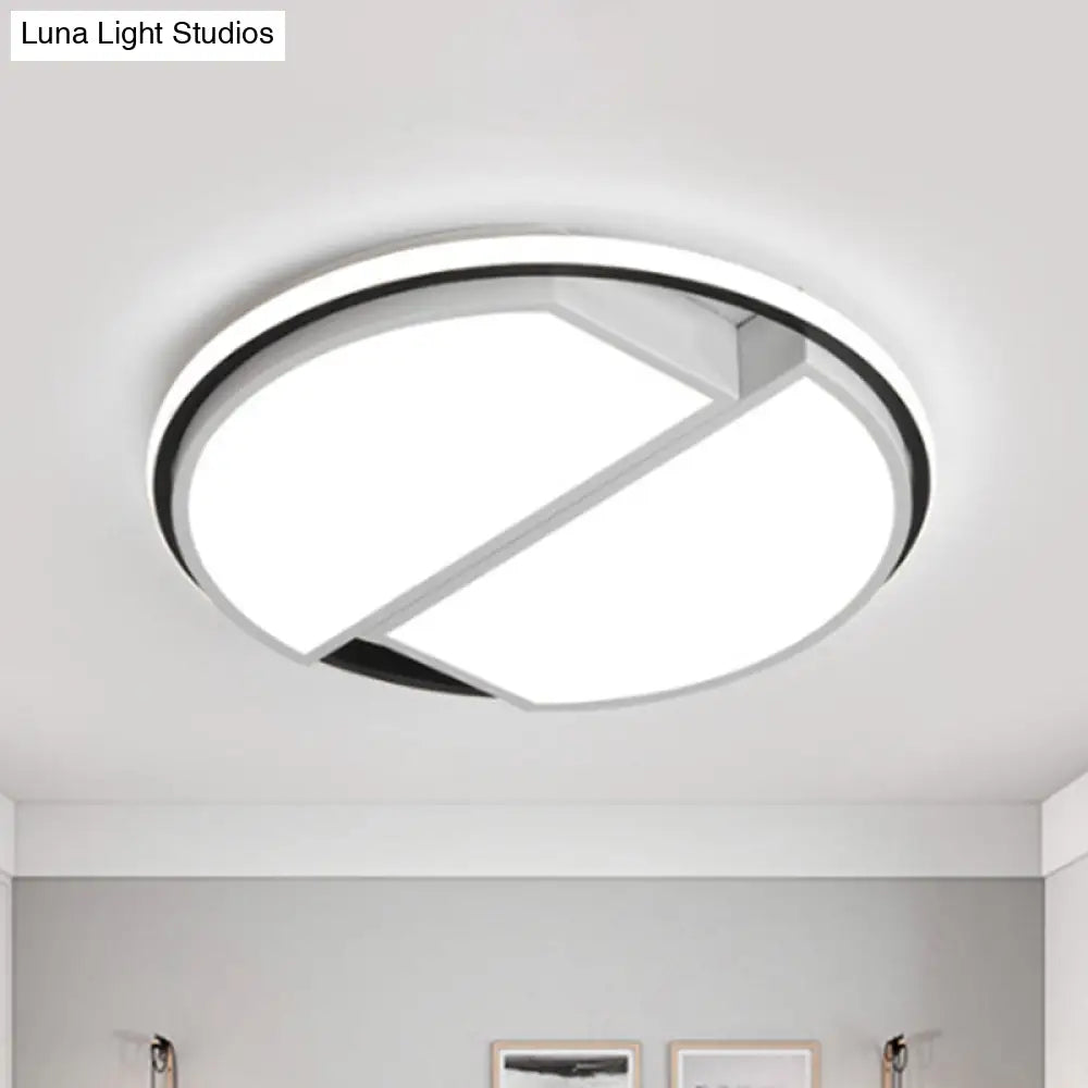 White Led Round Flush Mount Light Fixture With Acrylic Shade For Bedroom Ceiling -16/19.5 Dia