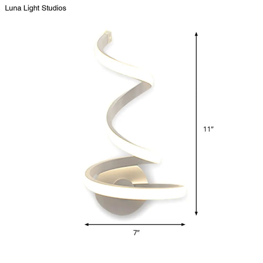 White Led Sconce Light With Modern Spiral Acrylic Shade For Dining Room