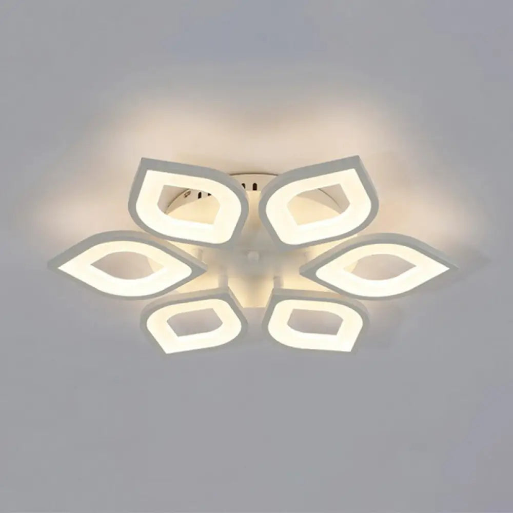 White Led Semi Flush Light For Living Room - Petal Design Acrylic Simplicity Ceiling Mount 6 / Warm