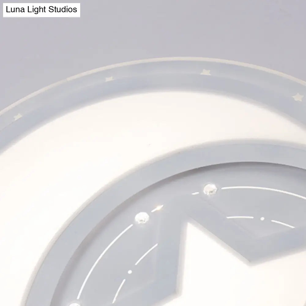 White Led Star And Crescent Ceiling Light For Corridor - Modern Metal Flush Lamp