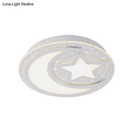 White Led Star And Crescent Ceiling Light For Corridor - Modern Metal Flush Lamp