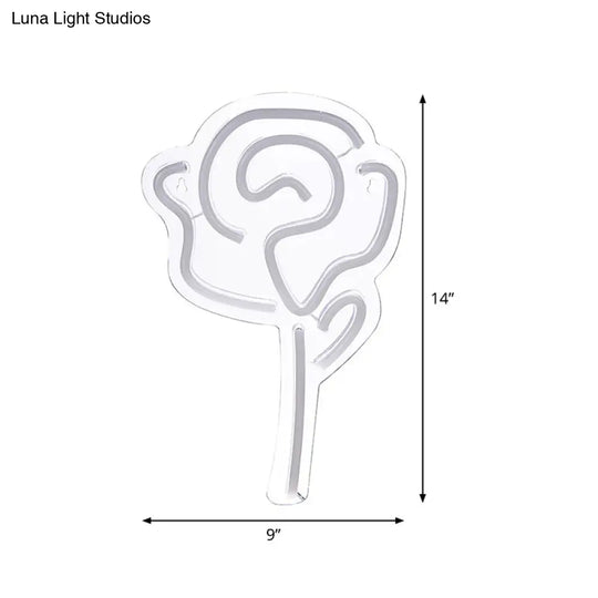 White Led Wall Night Lamp: Creative Rose Light For Girls Bedroom