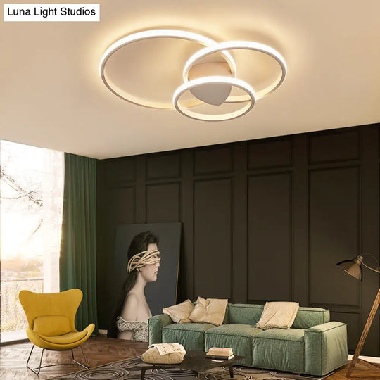 White Light Circular Flush Mount Led Ceiling Fixture (14’/19’/21.5’) For Hallways And Corridors