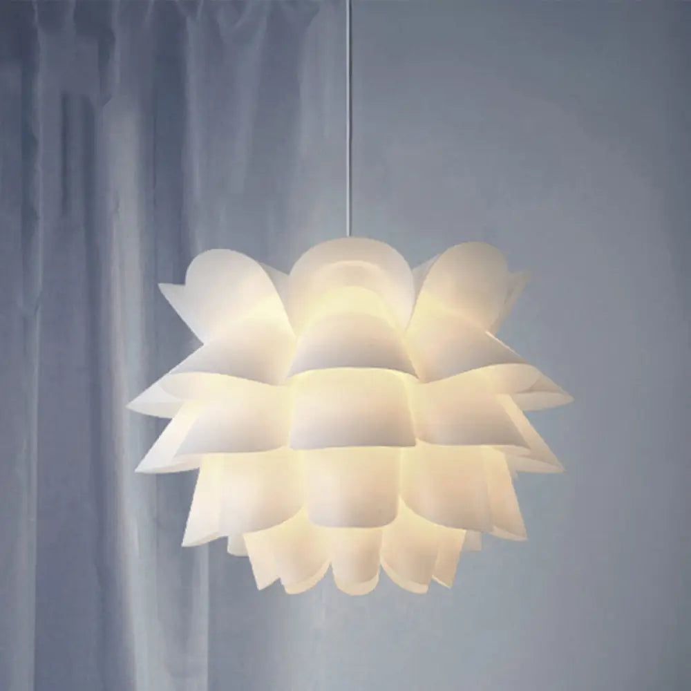 White Lotus Hanging Ceiling Lamp - Modern Acrylic Pendant Light (15’/18’/20.5’ Wide) / 15’