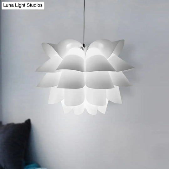 White Lotus Hanging Ceiling Lamp - Modern Acrylic Pendant Light (15’/18’/20.5’ Wide)