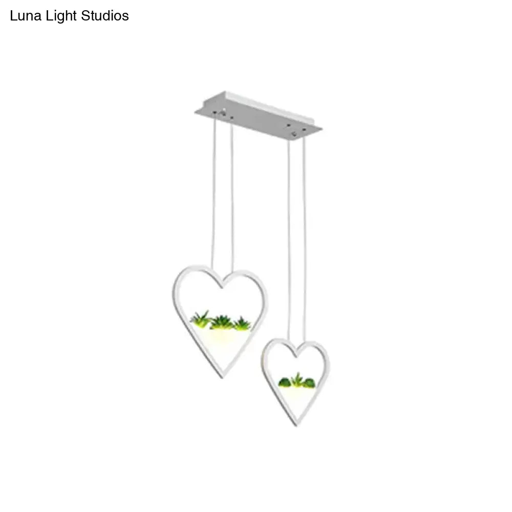 Heart Cluster Pendant Led Ceiling Light For Dining Room In White