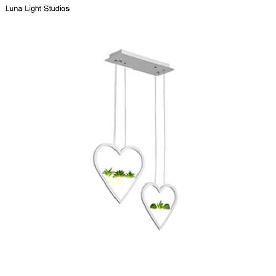 Heart Cluster Pendant Led Ceiling Light For Dining Room In White