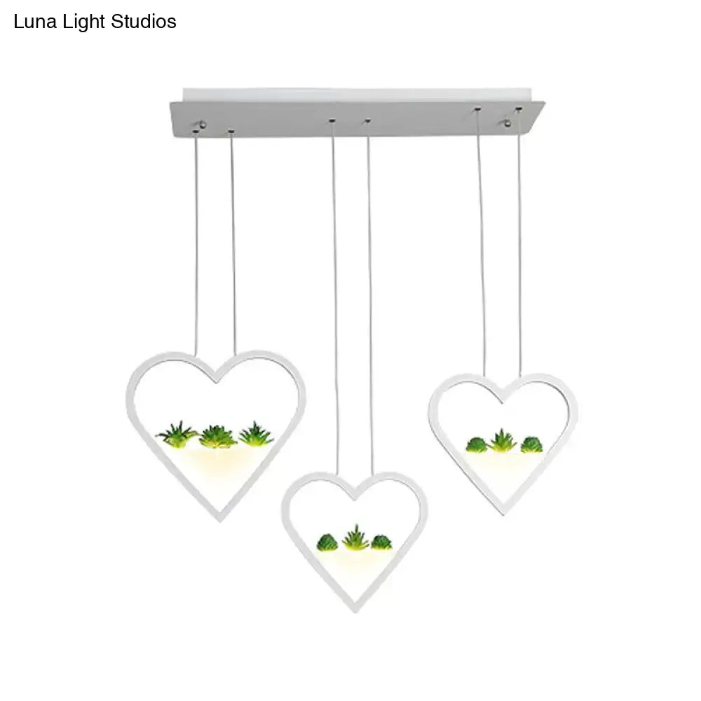 Heart Cluster Pendant Led Ceiling Light For Dining Room In White