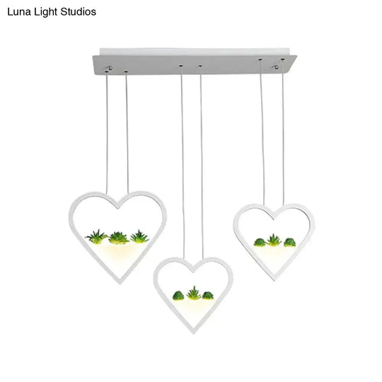 Heart Cluster Pendant Led Ceiling Light For Dining Room In White