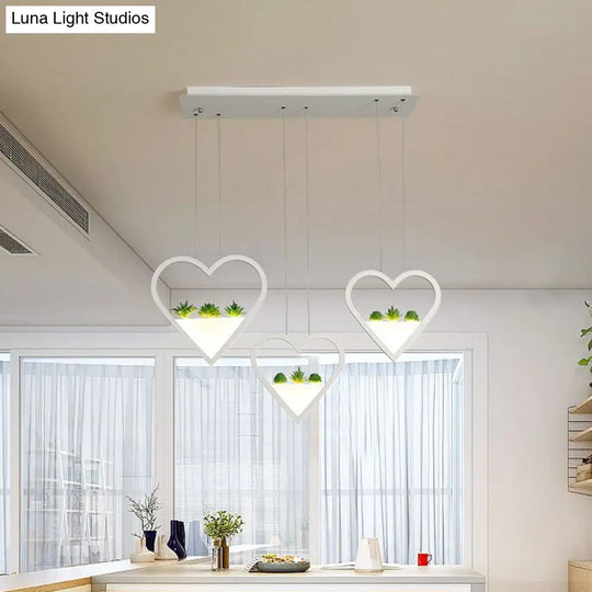 Heart Cluster Pendant Led Ceiling Light For Dining Room In White 3 /