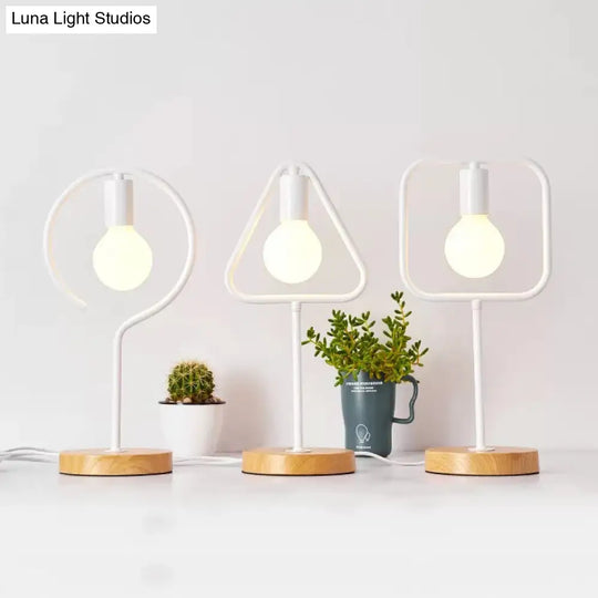 White Metal Geometric Desk Lamp - Modern & Stylish Lighting For Study Room