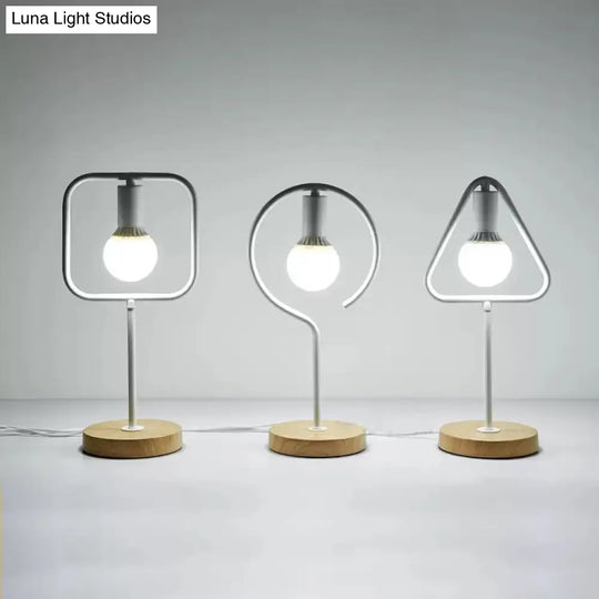 White Metal Geometric Desk Lamp - Modern & Stylish Lighting For Study Room