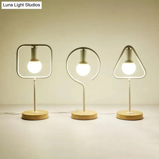 White Metal Geometric Desk Lamp - Modern & Stylish Lighting For Study Room