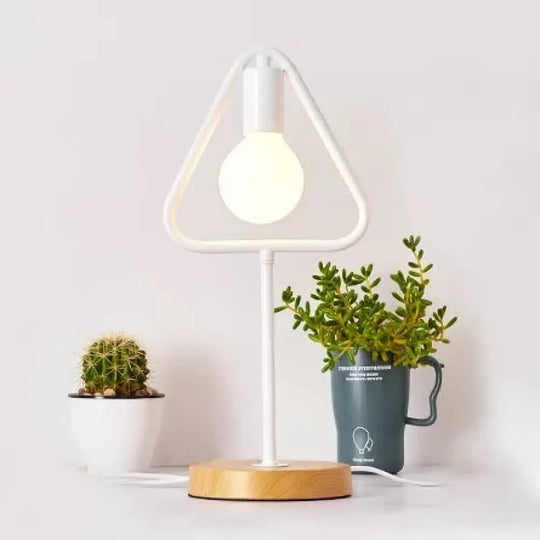 White Metal Geometric Desk Lamp - Modern & Stylish Lighting For Study Room / Triangle