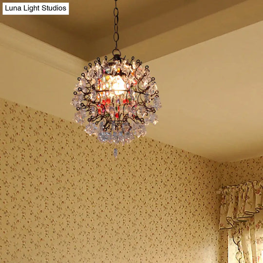 White Metal Globe Pendant Light For Bedroom - Traditional 1-Head Ceiling Lamp