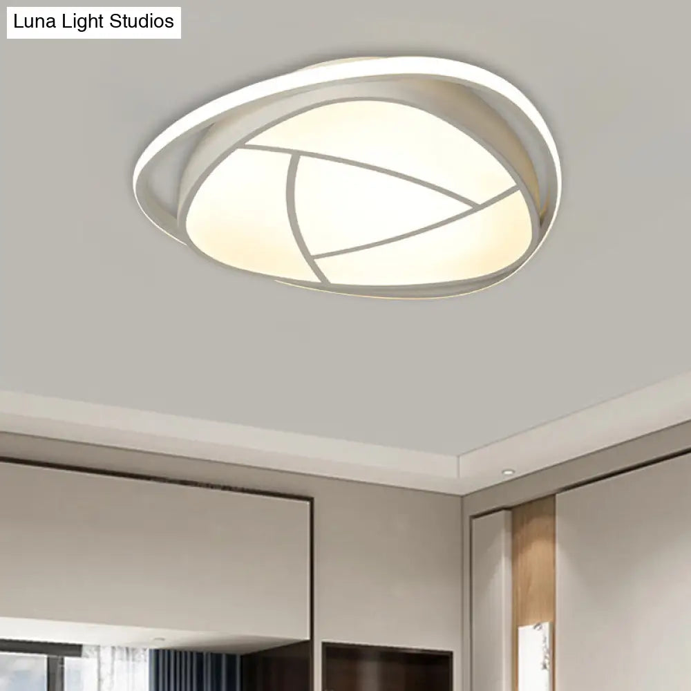 White Metal Led Flush Mount Ceiling Light With Acrylic Shade - Flower Bedroom