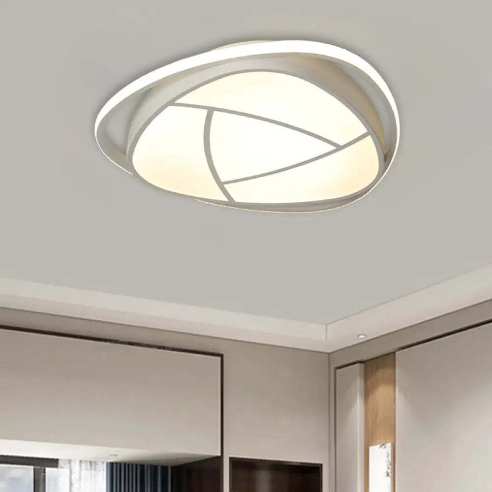 White Metal Led Flush Mount Ceiling Light With Acrylic Shade - Flower Bedroom