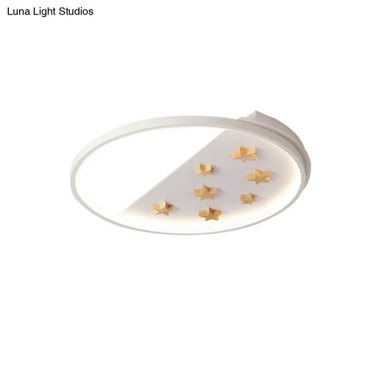 White Metal Ring Ceiling Light With Star Design For Romantic Living Room