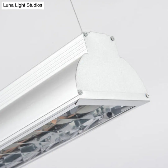 Modern Led Pendant Light With White Metal Shade - Stylish Office Ceiling Fixture